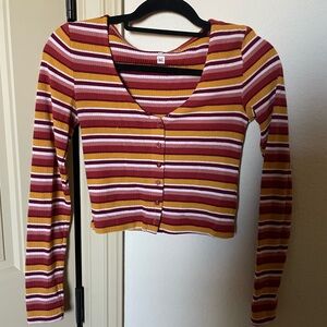 Striped Long Sleeve Crop Top